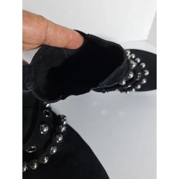 Karl Lagerfeld Paris Black Pia Faux Pearl Studded Suede Ankle Boots Sz 7.5B Goth - Picture 13 of 13